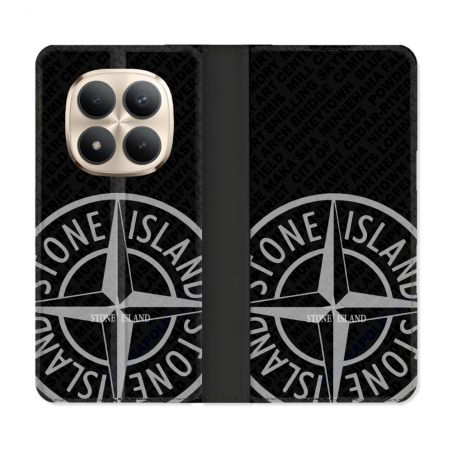 Housse Cuir Portefeuille Pour Xiaomi Redmi Note 15 Pro Plus 5G Stone Island Gris