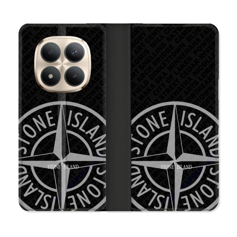 Housse Cuir Portefeuille Pour Xiaomi Redmi Note 15 Pro Plus 5G Stone Island Gris