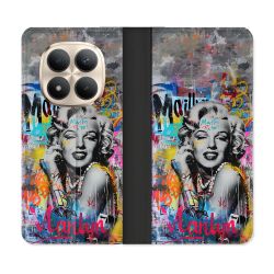 Housse Cuir Portefeuille Pour Xiaomi Redmi Note 15 Pro Plus 5G Street Art Maryline Monroe