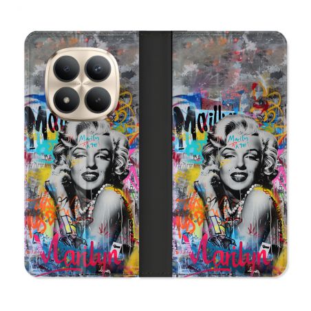 Housse Cuir Portefeuille Pour Xiaomi Redmi Note 15 Pro Plus 5G Street Art Maryline Monroe