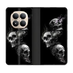 Housse Cuir Portefeuille Pour Xiaomi Redmi Note 15 Pro Plus 5G Tete de Mort Triple