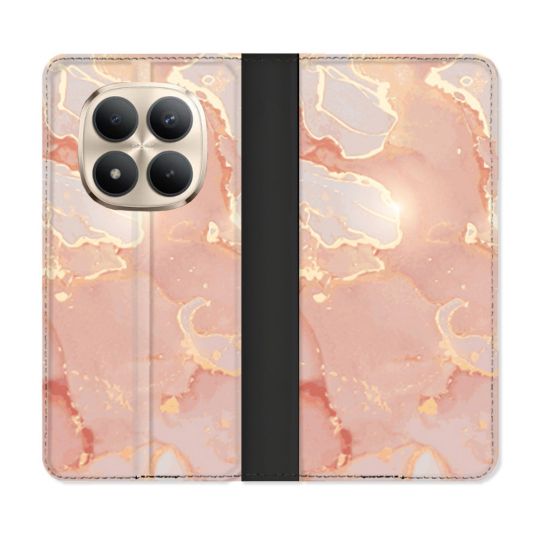 Housse Cuir Portefeuille Pour Xiaomi Redmi Note 15 Pro Plus 5G Texture Marbre Rose
