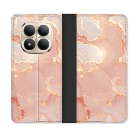 Housse Cuir Portefeuille Pour Xiaomi Redmi Note 15 Pro Plus 5G Texture Marbre Rose