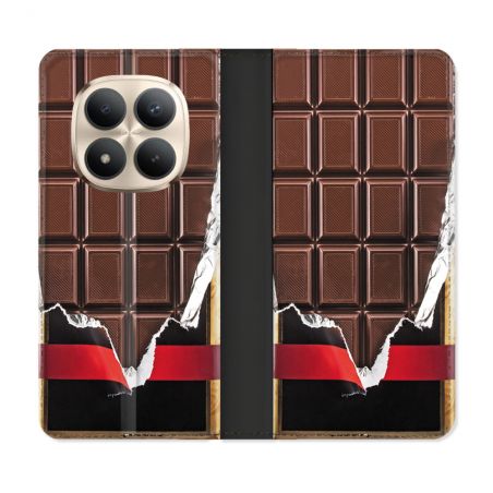 Housse Cuir Portefeuille Pour Xiaomi Redmi Note 15 Pro Plus 5G Texture Trompe Oeil Chocolat