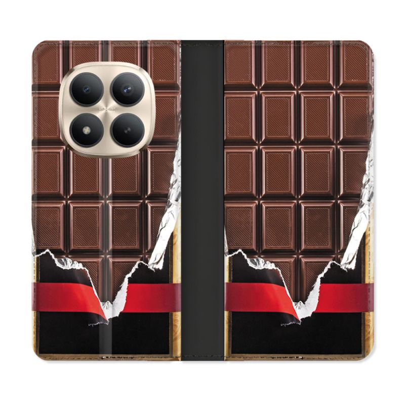 Housse Cuir Portefeuille Pour Xiaomi Redmi Note 15 Pro Plus 5G Texture Trompe Oeil Chocolat