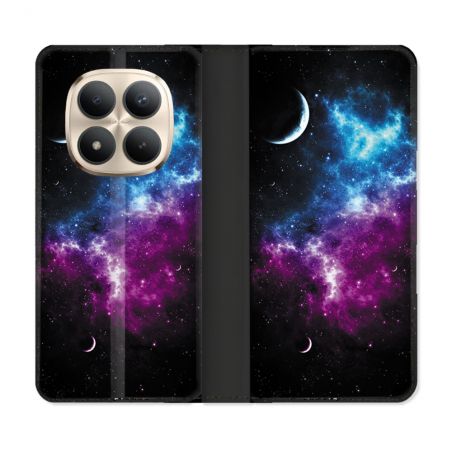 Housse Cuir Portefeuille Pour Xiaomi Redmi Note 15 Pro Plus 5G Univers Bleu Violet