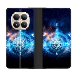 Housse Cuir Portefeuille Pour Xiaomi Redmi Note 15 Pro Plus 5G Voyage Rose des Vents Stellaire