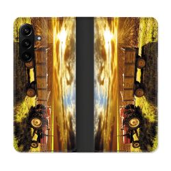 Housse Cuir Portefeuille Pour Samsung Galaxy A27 5G Agriculture Tracteur Color