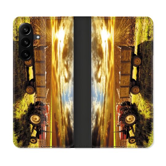 Housse Cuir Portefeuille Pour Samsung Galaxy A27 5G Agriculture Tracteur Color