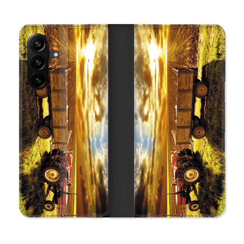 Housse Cuir Portefeuille Pour Samsung Galaxy A27 5G Agriculture Tracteur Color
