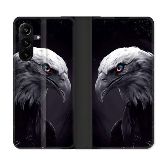 Housse Cuir Portefeuille Pour Samsung Galaxy A27 5G Animal Aigle Royal Noir