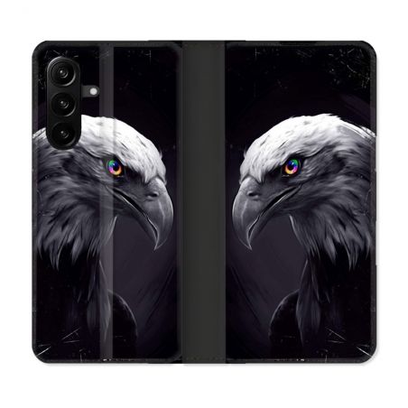 Housse Cuir Portefeuille Pour Samsung Galaxy A27 5G Animal Aigle Royal Noir