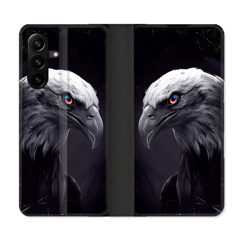 Housse Cuir Portefeuille Pour Samsung Galaxy A27 5G Animal Aigle Royal Noir