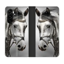 Housse Cuir Portefeuille Pour Samsung Galaxy A27 5G Animal Cheval Blanc
