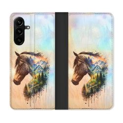 Housse Cuir Portefeuille Pour Samsung Galaxy A27 5G Animal Cheval Montagne