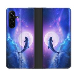 Housse Cuir Portefeuille Pour Samsung Galaxy A27 5G Animal Dauphin Vague
