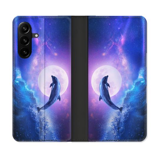 Housse Cuir Portefeuille Pour Samsung Galaxy A27 5G Animal Dauphin Vague
