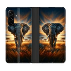 Housse Cuir Portefeuille Pour Samsung Galaxy A27 5G Animal Elephant Savane