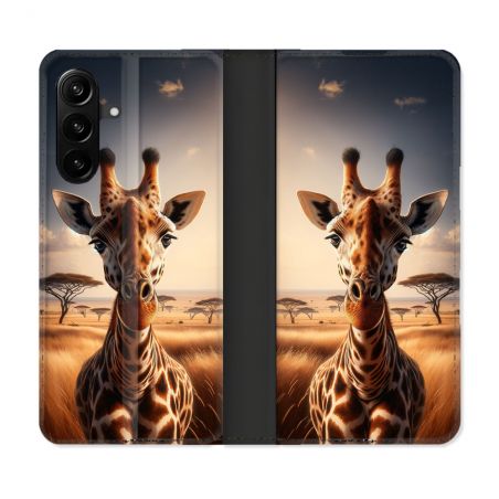 Housse Cuir Portefeuille Pour Samsung Galaxy A27 5G Animal Girafe Savane