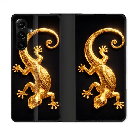 Housse Cuir Portefeuille Pour Samsung Galaxy A27 5G Animal Lezard Noir 2026