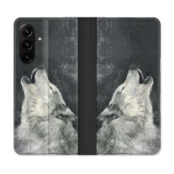 Housse Cuir Portefeuille Pour Samsung Galaxy A27 5G Animal Loup Hurlement