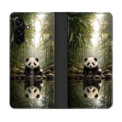 Housse Cuir Portefeuille Pour Samsung Galaxy A27 5G Animal Panda Reflet