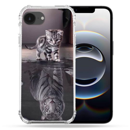 Coque Magnétique Compatible Magsafe Pour Iphone 16e Animal Chat Reflet