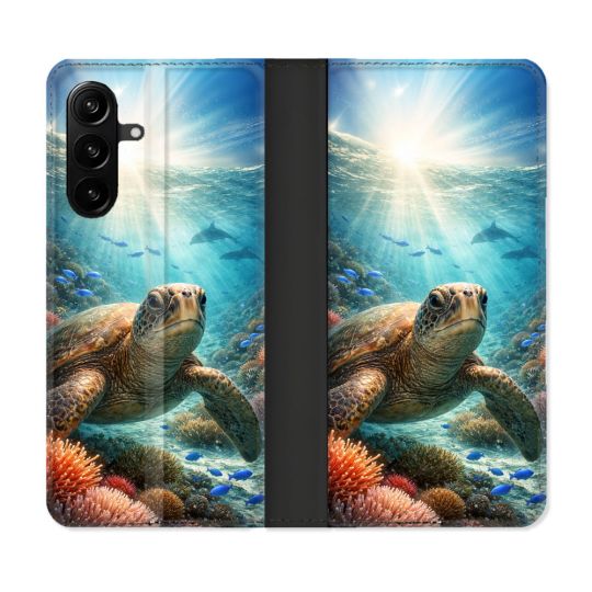 Housse Cuir Portefeuille Pour Samsung Galaxy A27 5G Animal Tortue Marine