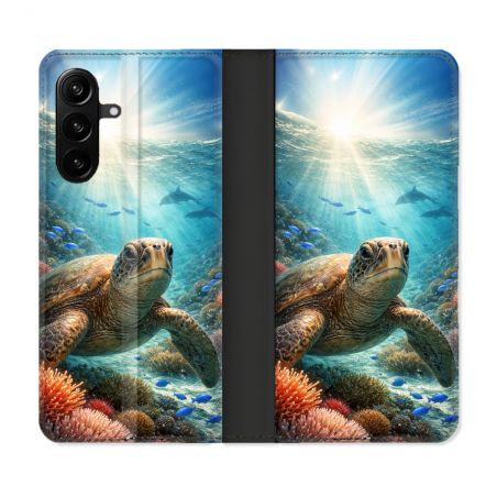 Housse Cuir Portefeuille Pour Samsung Galaxy A27 5G Animal Tortue Marine