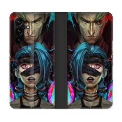 Housse Cuir Portefeuille Pour Samsung Galaxy A27 5G Arcane Jinx Bleu