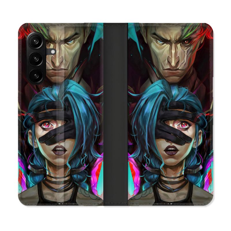 Housse Cuir Portefeuille Pour Samsung Galaxy A27 5G Arcane Jinx Bleu