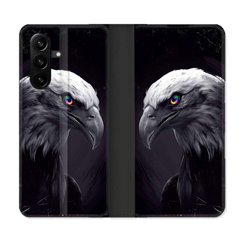 Housse Cuir Portefeuille Pour Samsung Galaxy A37 5G Animal Aigle Royal Noir