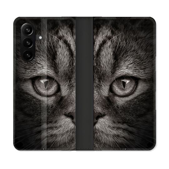 Housse Cuir Portefeuille Pour Samsung Galaxy A37 5G Animal Chat Gris