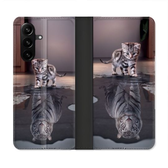Housse Cuir Portefeuille Pour Samsung Galaxy A37 5G Animal Chat Reflet