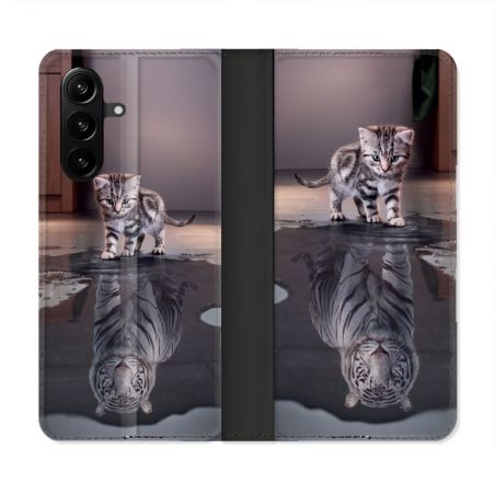 Housse Cuir Portefeuille Pour Samsung Galaxy A37 5G Animal Chat Reflet