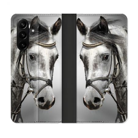 Housse Cuir Portefeuille Pour Samsung Galaxy A37 5G Animal Cheval Blanc