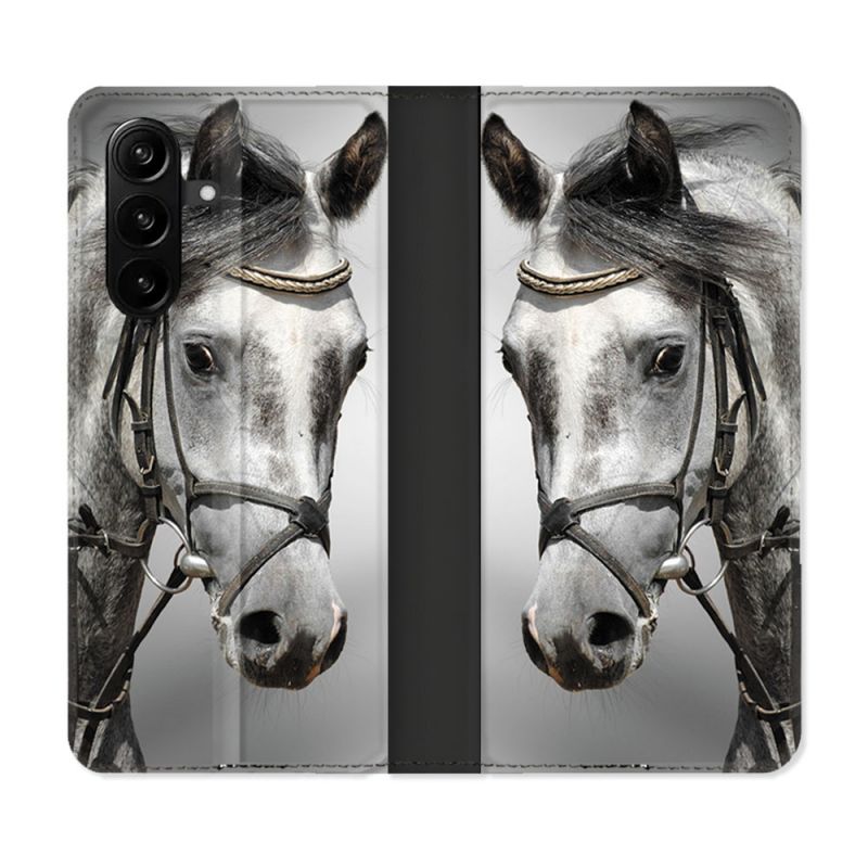 Housse Cuir Portefeuille Pour Samsung Galaxy A37 5G Animal Cheval Blanc