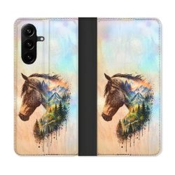 Housse Cuir Portefeuille Pour Samsung Galaxy A37 5G Animal Cheval Montagne
