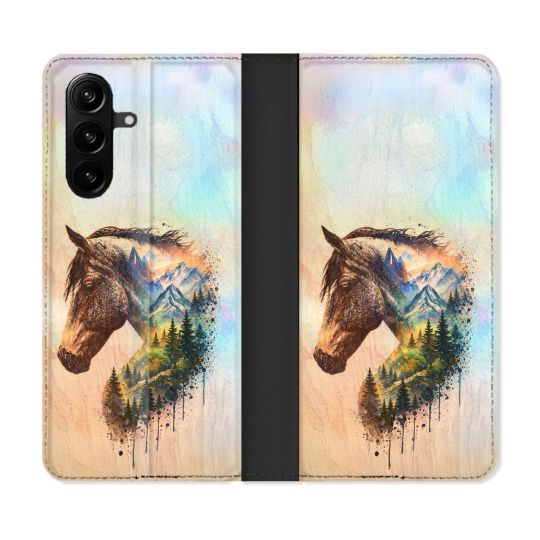 Housse Cuir Portefeuille Pour Samsung Galaxy A37 5G Animal Cheval Montagne