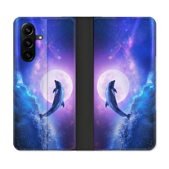 Housse Cuir Portefeuille Pour Samsung Galaxy A37 5G Animal Dauphin Vague