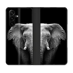 Housse Cuir Portefeuille Pour Samsung Galaxy A37 5G Animal Elephant Noir