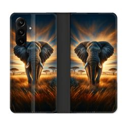 Housse Cuir Portefeuille Pour Samsung Galaxy A37 5G Animal Elephant Savane