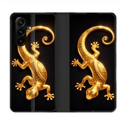 Housse Cuir Portefeuille Pour Samsung Galaxy A37 5G Animal Lezard Noir 2026