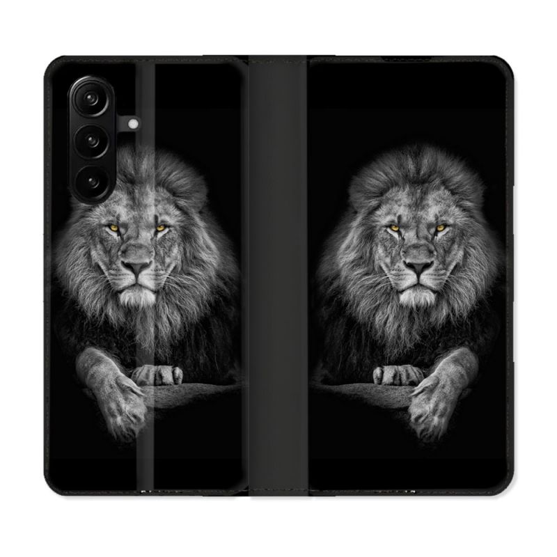 Housse Cuir Portefeuille Pour Samsung Galaxy A37 5G Animal Lion Majestueux