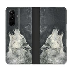 Housse Cuir Portefeuille Pour Samsung Galaxy A37 5G Animal Loup Hurlement