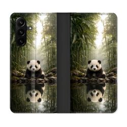 Housse Cuir Portefeuille Pour Samsung Galaxy A37 5G Animal Panda Reflet