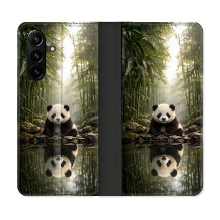 Housse Cuir Portefeuille Pour Samsung Galaxy A37 5G Animal Panda Reflet