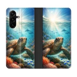 Housse Cuir Portefeuille Pour Samsung Galaxy A37 5G Animal Tortue Marine