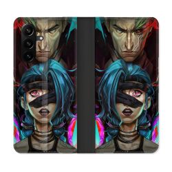 Housse Cuir Portefeuille Pour Samsung Galaxy A37 5G Arcane Jinx Bleu