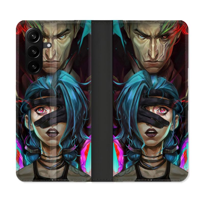 Housse Cuir Portefeuille Pour Samsung Galaxy A37 5G Arcane Jinx Bleu